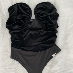 Pretty Little Thing Black Velvet Body suit
